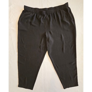 NWT Eileen Fisher WOMAN Black Silk Georgette Crepe Slouchy Ankle Pants 2X